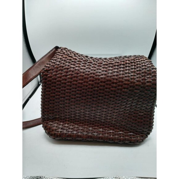 Talbots Brown Woven Leather Crossbody Bag With Adjustable Strap & Gold Hardware - Picture 8 of 10